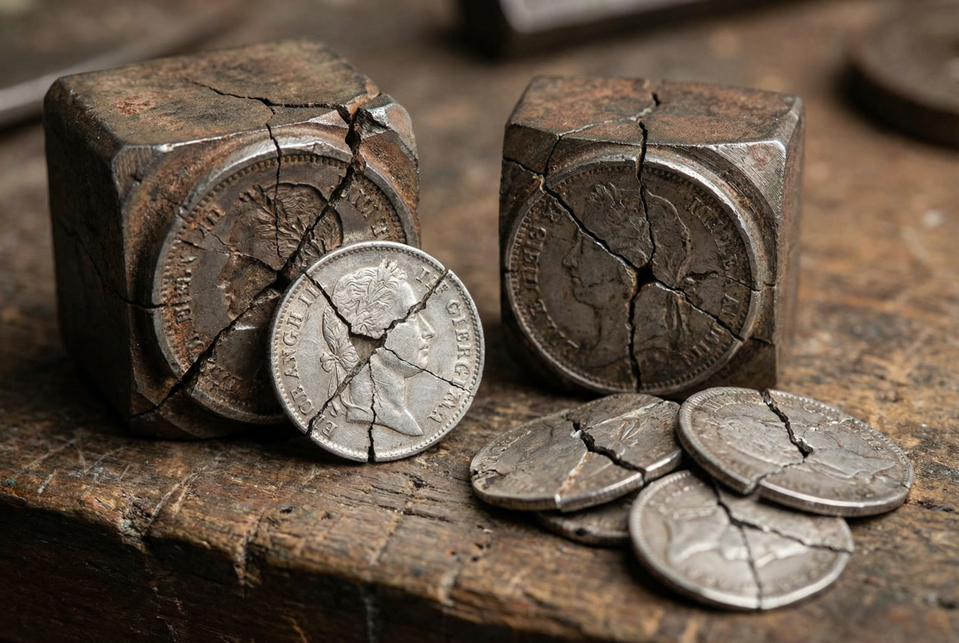 Gesprungene Stempel und ihre Abdrücke